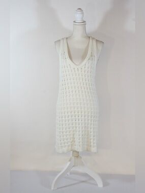 Uncharted Threads Cream Knit Sleeveless Scoop Neck Coverup NWT